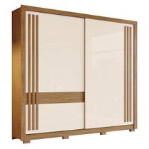 Guarda Roupa Casal Ripado Aston 2 Portas Deslizantes Flex Nature/Off White - Móveis Henn
