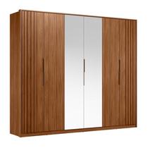 Guarda Roupa Casal Ripado Atrice D66410K 6 Portas Nogueira Touch com Espelho Demóbile Demartêz