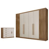 Guarda Roupa Casal Ripado Bragança e Cômoda Seul Cumaru 25 Fendi - Novo Horizonte Guarda Roupa Casal Ripado Bragança e Cômoda Seul Cumaru 25 Fendi - Novo Horizonte