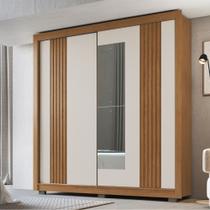 Guarda Roupa Casal Ripado com Espelho 2 Portas de Correr com Pés Tokyo Faimec