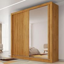 Guarda Roupa Casal Ripado com Espelho 2 Portas de Correr em MDF Lugano Made Marcs Guarda Roupa Casal Ripado com Espelho 2 Portas de Correr em MDF Lugano Made Marcs