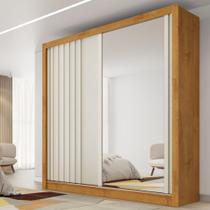 Guarda Roupa Casal Ripado com Espelho 2 Portas de Correr em MDF Lugano Made Marcs Guarda Roupa Casal Ripado com Espelho 2 Portas de Correr em MDF Lugano Made Marcs