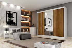 Guarda Roupa Casal Ripado com Espelho 3 Portas 6 Gavetas - Canastra-Branco - Móveis Novo Horizonte Guarda Roupa Casal Ripado com Espelho 3 Portas 6 Gavetas - Canastra-Branco - Móveis Novo Horizonte