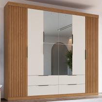 Guarda Roupa Casal Ripado com Espelho 6 Portas 4 Gavetas Vegas Faimec