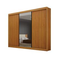 Guarda Roupa Casal Ripado com Espelho Inteiro 3 Portas 6 Gavetas 100% MDF San Marino Premium - Leifer