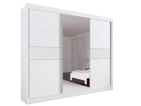 Guarda Roupa Casal Ripado com Espelho sem pés Los Angeles 3 Portas 6 Gavetas - D' Doro