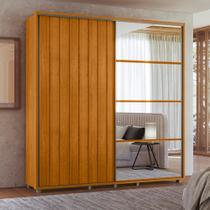 Guarda Roupa Casal Ripado com Espelhos 2 Portas de Correr com Pés em MDF Monet Madetec