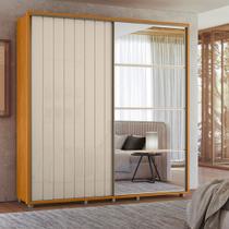 Guarda Roupa Casal Ripado com Espelhos 2 Portas de Correr com Pés em MDF Monet Madetec