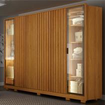 Guarda Roupa Casal Ripado com Vidro Reflecta e LED 6 Portas 6 Gavetas 100% MDF Like Yescasa