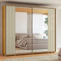 Guarda Roupa Casal Ripado em MDF 2 Portas de Correr com Espelhos e Pés Dali Madetec Guarda Roupa Casal Ripado em MDF 2 Portas de Correr com Espelhos e Pés Dali Madetec