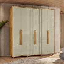 Guarda Roupa Casal Ripado em MDF 6 Portas e Pés Portinari Madetec