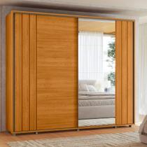 Guarda Roupa Casal Ripado em MDF com Espelhos 2 Portas de Correr e Pés Dali Madetec