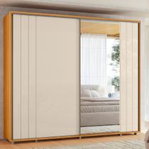 Guarda Roupa Casal Ripado em MDF com Espelhos 2 Portas de Correr e Pés Dali Madetec