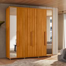 Guarda Roupa Casal Ripado em MDF com Espelhos 6 Portas e Pés Portinari Madetec