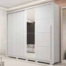 Guarda-Roupa Casal Romanus 2 Portas 4 Gavetas com Espelho Branco - Caemmun Guarda-Roupa Casal Romanus 2 Portas 4 Gavetas com Espelho Branco - Caemmun