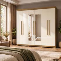 Guarda Roupa Casal Roupeiro 6 Portas 2 Gav Espelho Quarto Nature Champanhe Guarda Roupa Casal Roupeiro 6 Portas 2 Gav Espelho Quarto Nature Champanhe