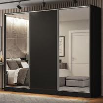 Guarda Roupa Casal Royale 3 Portas de Correr Espelhos Preto Guarda Roupa Casal Royale 3 Portas de Correr Espelhos Preto