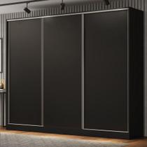 Guarda Roupa Casal Royale 3 Portas de Correr Preto