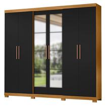 Guarda Roupa Casal San Diego Carvalho Americano Preto com Espelho - Incorplac Guarda Roupa Casal San Diego Carvalho Americano Preto com Espelho - Incorplac
