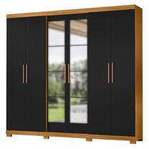 Guarda Roupa Casal San Diego Carvalho Americano Preto com Espelho - Incorplac