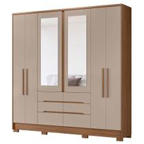 Guarda Roupa Casal San Francisco 6 Portas Carvalho Fendi Com Espelho - Moval Guarda Roupa Casal San Francisco 6 Portas Carvalho Fendi Com Espelho - Moval