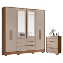 Guarda Roupa Casal San Francisco e Cômoda Dhara Carvalho Fendi - Moval Guarda Roupa Casal San Francisco e Cômoda Dhara Carvalho Fendi - Moval