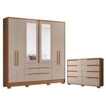 Guarda Roupa Casal San Francisco E Cômoda Georgia Carvalho Fendi - Moval