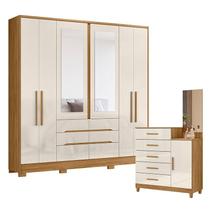 Guarda Roupa Casal San Francisco e Cômoda Lisboa Freijó Off White - Moval Guarda Roupa Casal San Francisco e Cômoda Lisboa Freijó Off White - Moval