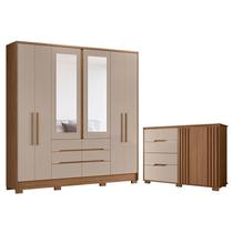 Guarda Roupa Casal San Francisco e Cômoda Texas Carvalho Fendi - Moval Guarda Roupa Casal San Francisco e Cômoda Texas Carvalho Fendi - Moval