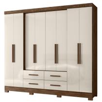 Guarda Roupa Casal San Lorenzo 8 Portas Castanho Wood Off White Moval