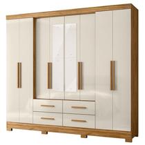 Guarda Roupa Casal San Lorenzo 8 Portas Freijó Off White com Espelho - Moval Guarda Roupa Casal San Lorenzo 8 Portas Freijó Off White com Espelho - Moval