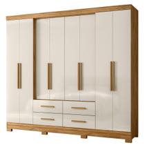 Guarda Roupa Casal San Lorenzo 8 Portas Freijó Off White Moval