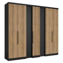 Guarda Roupa Casal Selecto 7 Portas Preto Capuccino Acetinado - THB