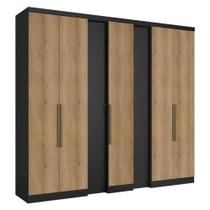 Guarda Roupa Casal Selecto 7 Portas Preto Capuccino Acetinado - Thb