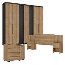 Guarda Roupa Casal Selecto 7 Portas Preto Capuccino com Cômoda com Porta Aurora e Cabeceira Formosa Capuccino - THB