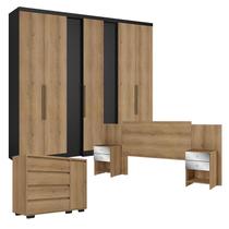 Guarda Roupa Casal Selecto 7 Portas Preto Capuccino com Cômoda com Porta Aurora e Cabeceira Formosa Glass Capuccino - THB