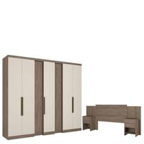 Guarda Roupa Casal Selecto 7 Portas Rustic Off White Acetinado e Cabeceira com Mesas de Cabeceira Formosa Rustic -THB Guarda Roupa Casal Selecto 7 Portas Rustic Off White Acetinado e Cabeceira com Mesas de Cabeceira Formosa Rustic -THB