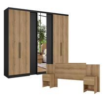 Guarda Roupa Casal Selecto Glass 7 Portas Preto Capuccino com Cabeceira Formosa Capuccino - THB