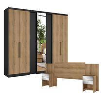 Guarda Roupa Casal Selecto Glass 7 Portas Preto Capuccino com Cabeceira Formosa Glass Capuccino - THB