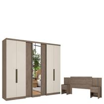 Guarda Roupa Casal Selecto Glass 7 Portas Rustic Off White Acetinado e Cabeceira Formosa Rustic -THB