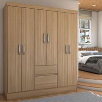 Guarda-Roupa Casal Sena Slim 6 Portas 2 Gavetas Amêndola Touch - Panorama Móveis Guarda-Roupa Casal Sena Slim 6 Portas 2 Gavetas Amêndola Touch - Panorama Móveis