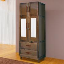 Guarda-Roupa Casal Sergipe Madeira Maciça 4 Portas 2 Gavetas 1 Prateleira com Espelho Clean Imbuia Natural - Pnr Móveis Guarda-Roupa Casal Sergipe Madeira Maciça 4 Portas 2 Gavetas 1 Prateleira com Espelho Clean Imbuia Natural - Pnr Móveis
