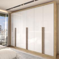 Guarda-Roupa Casal Severo 6 Portas 6 Gavetas Capuccino/Branco - Panorama Móveis