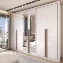 Guarda-Roupa Casal Severo 6 Portas 6 Gavetas com Espelho Branco - Panorama Móveis Guarda-Roupa Casal Severo 6 Portas 6 Gavetas com Espelho Branco - Panorama Móveis