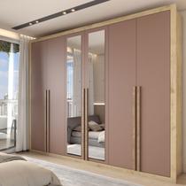 Guarda-Roupa Casal Severo 6 Portas 6 Gavetas com Espelho Capuccino/Terracota - Panorama Móveis