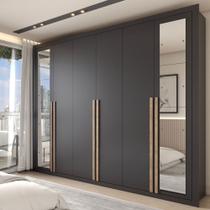 Guarda-Roupa Casal Severo Gold 6 Portas 6 Gavetas com Espelho Preto - Panorama Móveis
