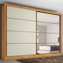 Guarda-Roupa Casal Sevilha 2 Portas 6 Gavetas 100% Mdf Espelhado Flex Peroba/Off White - Mademarques