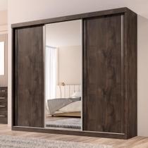 Guarda Roupa Casal Sevilha 3 Pts Correr 6 Gav Com Porta Espelho Inteiro Moldura Alumínio