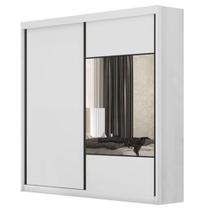 Guarda Roupa Casal Sienna 2 Portas 4 Gavetas Neve Com Espelho- Novo Horizonte