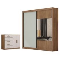 Guarda Roupa Casal Sienna com Espelho e Cômoda Seul Cumaru 25 Fendi - Novo Horizonte